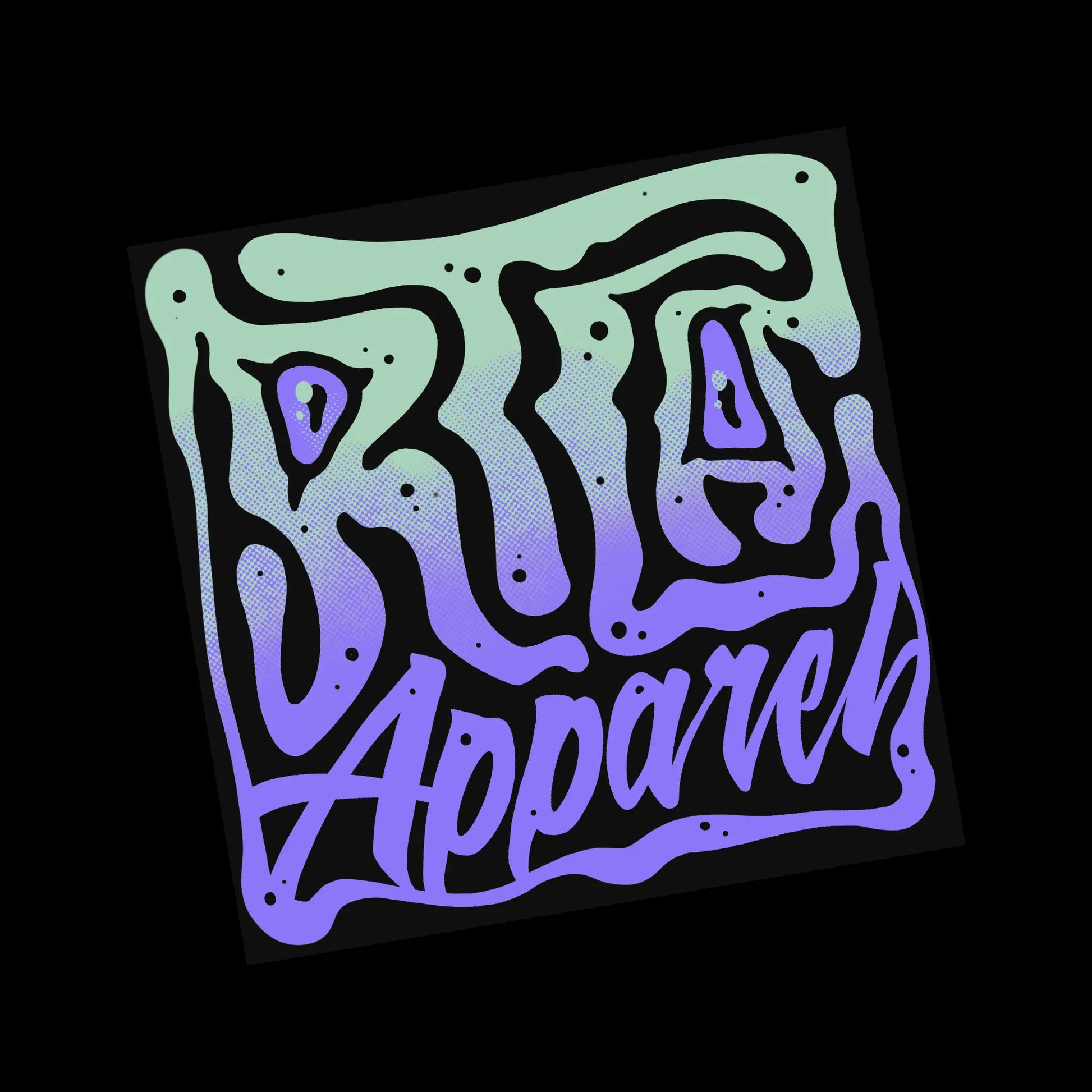 Gradient 'Rita Apparel' logo on a black background