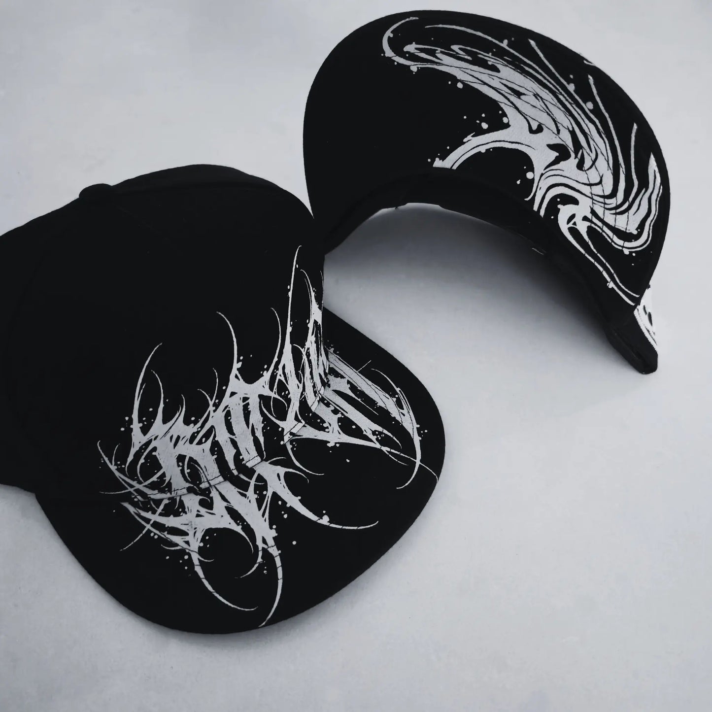 Black and white abstract art on a white background