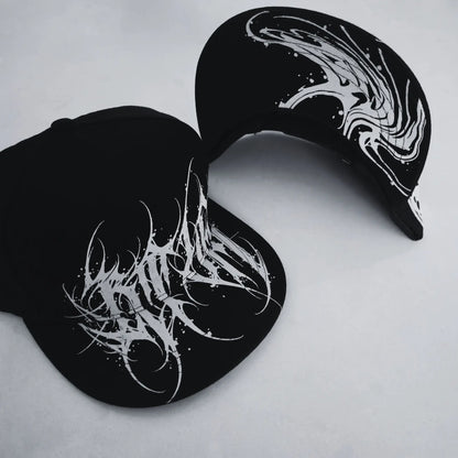 Black and white abstract art on a white background